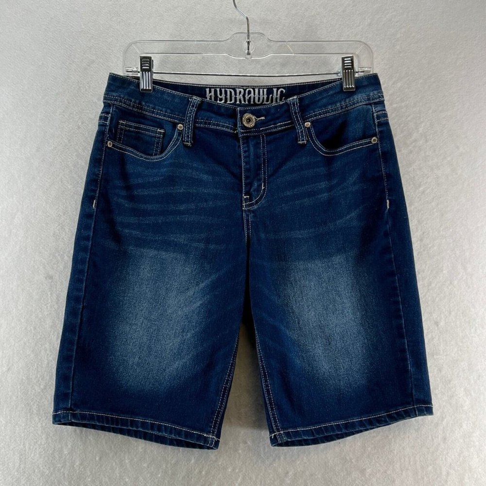 HYDRAULIC Shorts Women's Sz 6 Bermuda Mid Rise Stretch Medium Washed Denim Blue